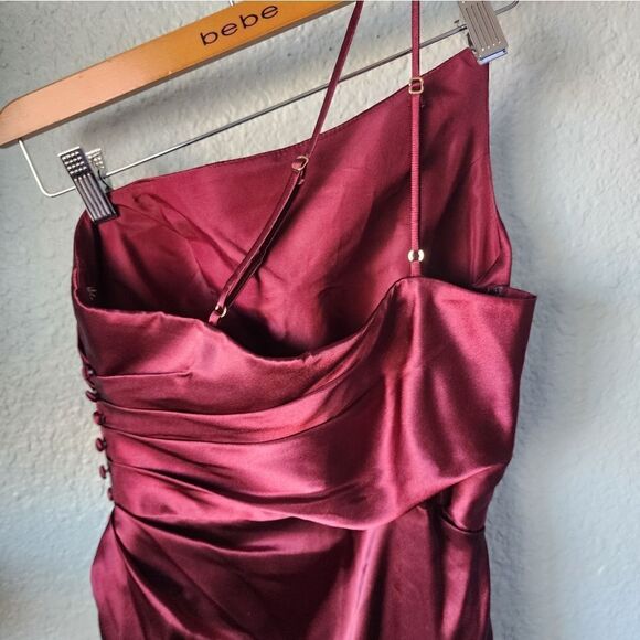 Galina braidsmaid one spaghetti strap side rushed buttons side slit from waist - Picture 5 of 15